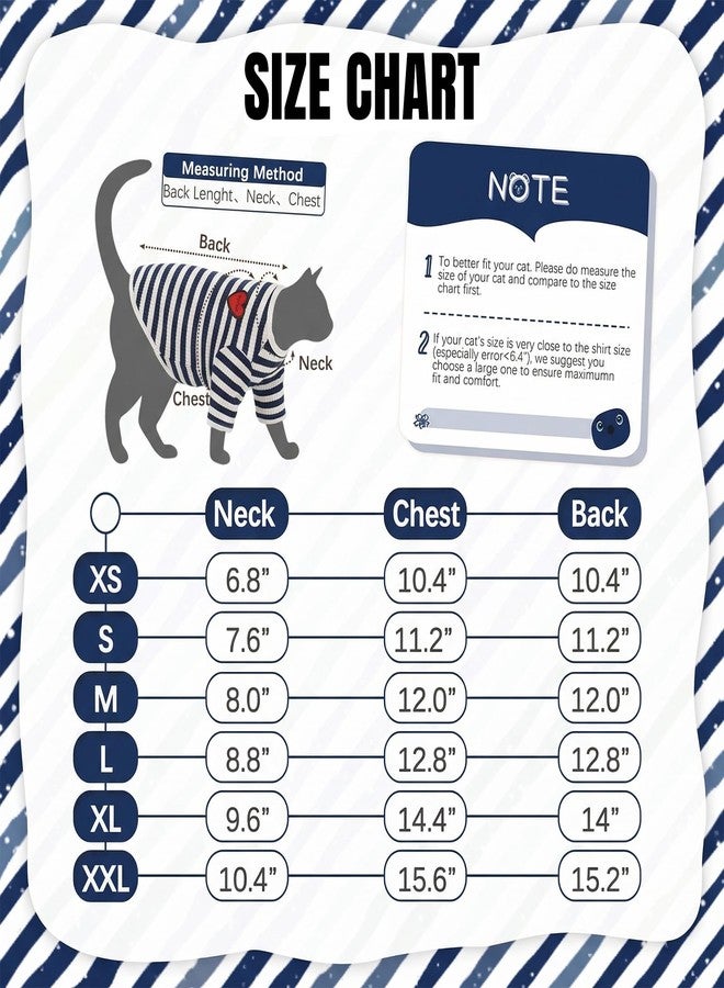 DENTRUN Hairless Cats Shirt Breathable Cat Daily Wear Clothes Stripe Vest Adorable Pajamas Jumpsuit Soft & Skin-Friendly - Image 2