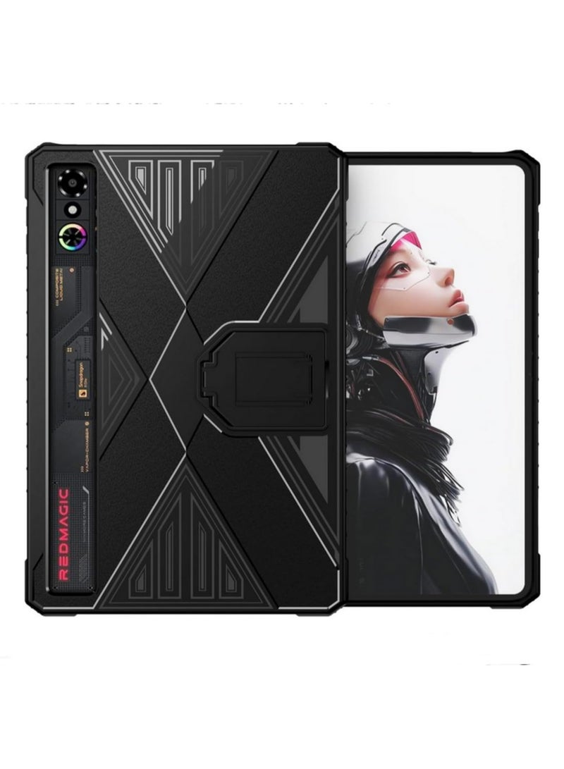 غطاء القضية لـ RedMagic Tablet 3 Pro 9.06 بوصة (2025) القضية اللوحية للألعاب مع موقف TPU ومواد الكمبيوتر الشخصي حماية كاملة مقاومة للخدش (أسود) - Image 2
