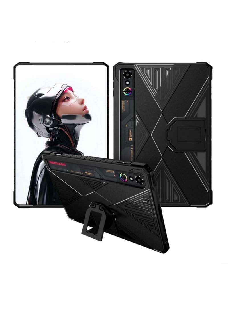 غطاء القضية لـ RedMagic Tablet 3 Pro 9.06 بوصة (2025) القضية اللوحية للألعاب مع موقف TPU ومواد الكمبيوتر الشخصي حماية كاملة مقاومة للخدش (أسود) - Image 1
