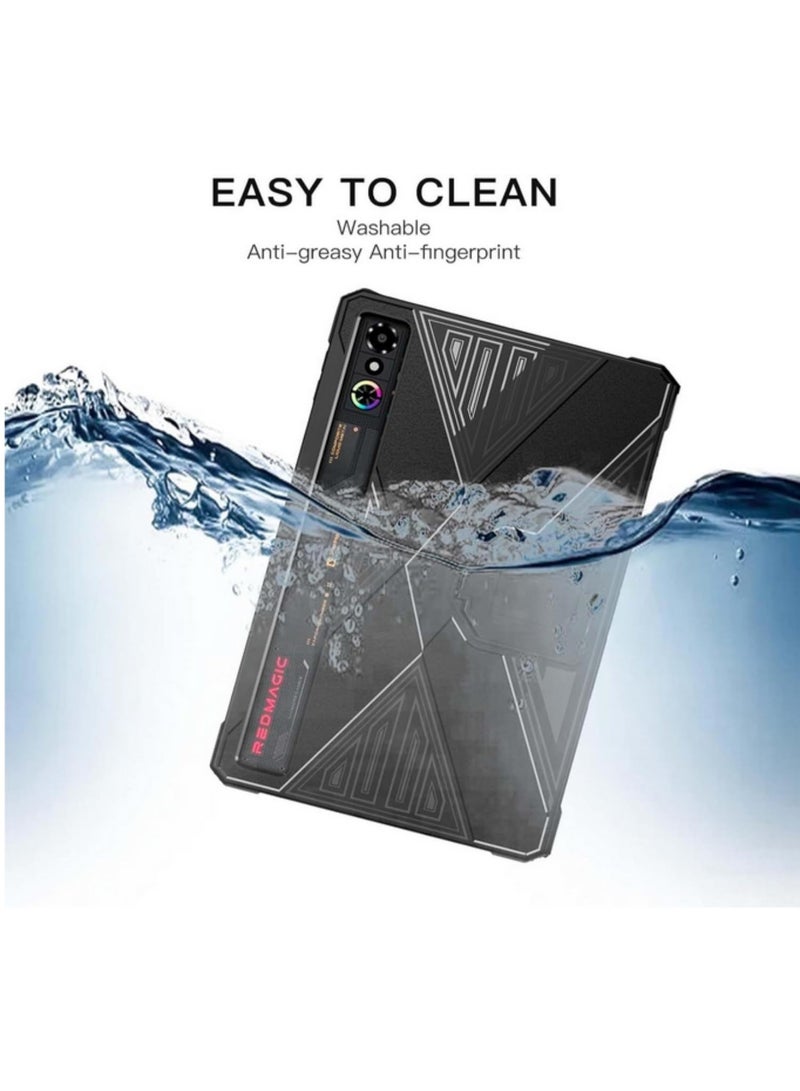 غطاء القضية لـ RedMagic Tablet 3 Pro 9.06 بوصة (2025) القضية اللوحية للألعاب مع موقف TPU ومواد الكمبيوتر الشخصي حماية كاملة مقاومة للخدش (أسود) - Image 4