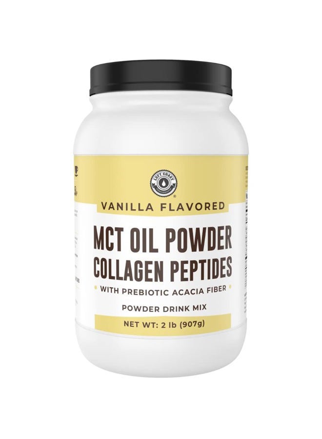 Left Coast Performance 32oz Vanilla Keto MCT Powder + Collagen + Prebiotic Acacia Fibre. MCT Creamer. MCT Oil Powder from Coconuts. MCT Collagen Powder, Grass Fed, Perfect for Keto, 0 Net Carb, Stevia, Erythritol - Image 1