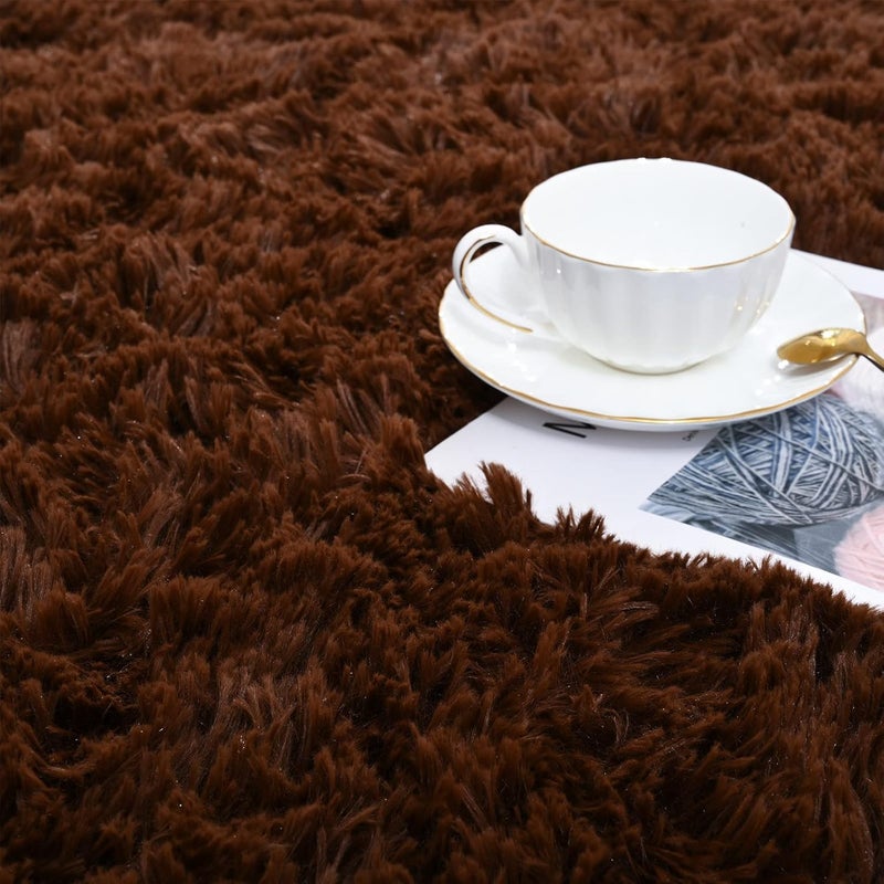 ISEAU Fluffy Rug Carpets Soft Shaggy Area Rugs Indoor Floor Mats for Kids Room Fuzzy Carpet Comfy Cute Nursery Mat Bedside Carpet for Boys Girls Bedroom Living Room Home Decor, 3ft x 5ft,Brown - Image 4