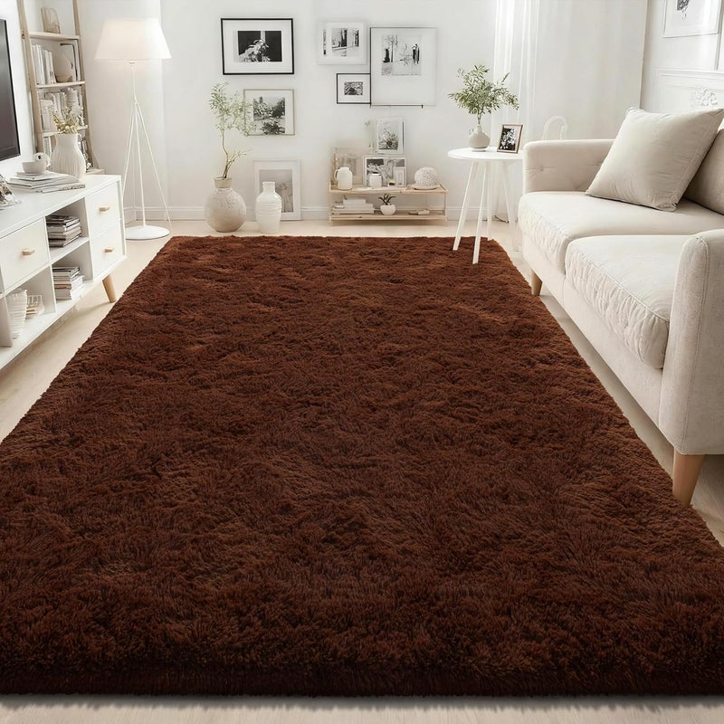 ISEAU Fluffy Rug Carpets Soft Shaggy Area Rugs Indoor Floor Mats for Kids Room Fuzzy Carpet Comfy Cute Nursery Mat Bedside Carpet for Boys Girls Bedroom Living Room Home Decor, 3ft x 5ft,Brown - Image 2