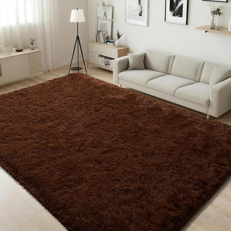 ISEAU Fluffy Rug Carpets Soft Shaggy Area Rugs Indoor Floor Mats for Kids Room Fuzzy Carpet Comfy Cute Nursery Mat Bedside Carpet for Boys Girls Bedroom Living Room Home Decor, 3ft x 5ft,Brown - Image 1