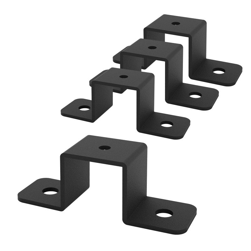 Wpbhk 4Pcs Square Tube Strap Clamp  1"" X 1"" Strap Post Ties  Black Deck Fence Post Tie Bracket  Square Tube Buckle  U-Shaped Pipe Clamp Bracket - Image 1