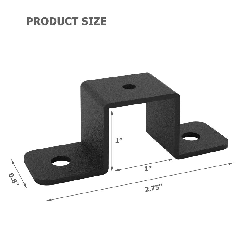 Wpbhk 4Pcs Square Tube Strap Clamp  1"" X 1"" Strap Post Ties  Black Deck Fence Post Tie Bracket  Square Tube Buckle  U-Shaped Pipe Clamp Bracket - Image 2