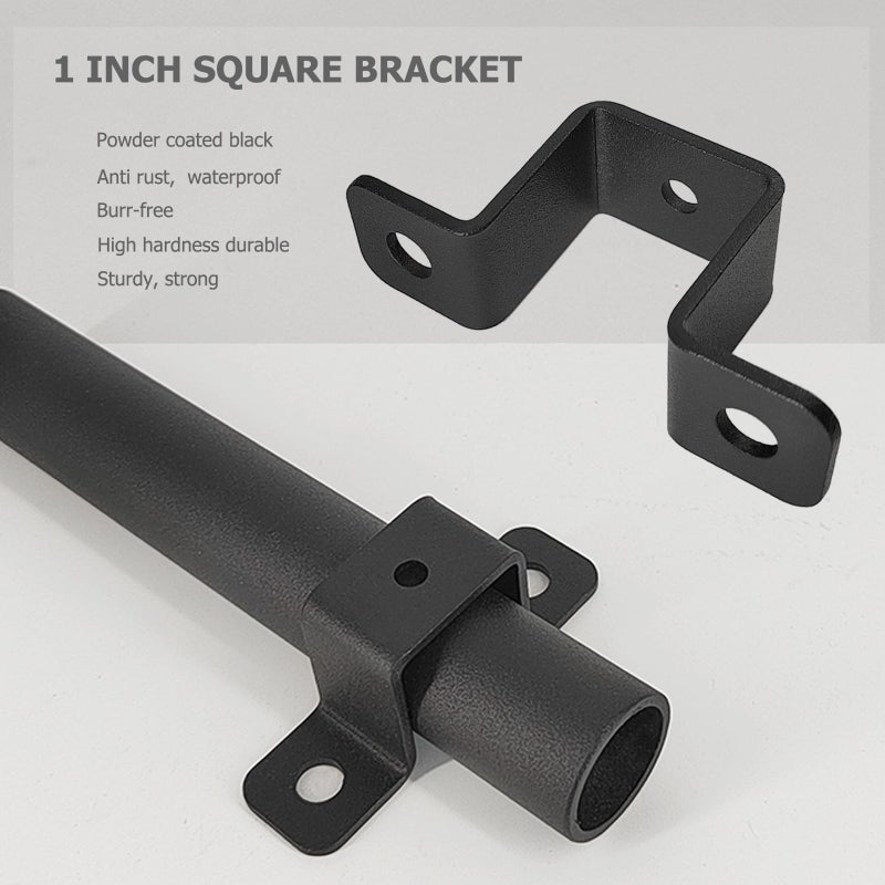 Wpbhk 4Pcs Square Tube Strap Clamp  1"" X 1"" Strap Post Ties  Black Deck Fence Post Tie Bracket  Square Tube Buckle  U-Shaped Pipe Clamp Bracket - Image 5
