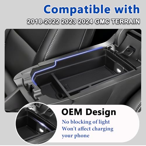 Neepiar Center Console Organizer Compatible with GMC Terrain 2018-2022 2023 2024 Armrest Storage Box Middle Console Tray Interior Accessories(Not fit 2025) - Image 2