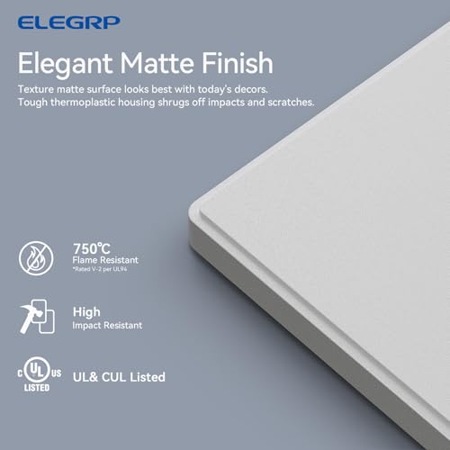 ELEGRP Blank Wall Plate Cover 1Gang Screwless Blank Outlet Plate MidSize 488 x 313 Unbreakable Thermoplastic Blank Faceplate Cover for Unused OutletsSwitches UL Listed 5 Pack Matte White - Image 3