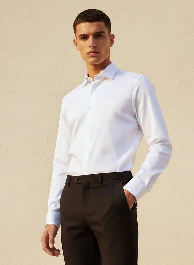 Splash FAV Men Slim Fit Collared Textured Long Sleeves Shirt