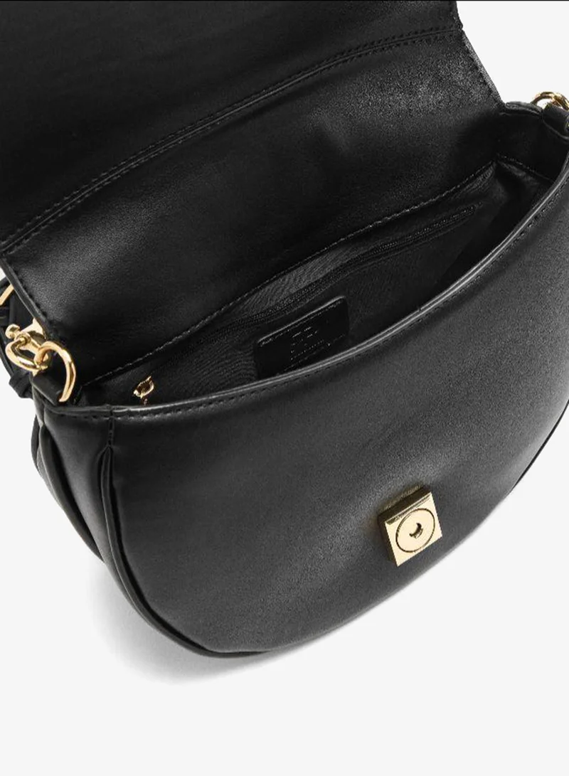 PARFOIS Black Oval crossbody bag with flap for Women | Best Price UAE