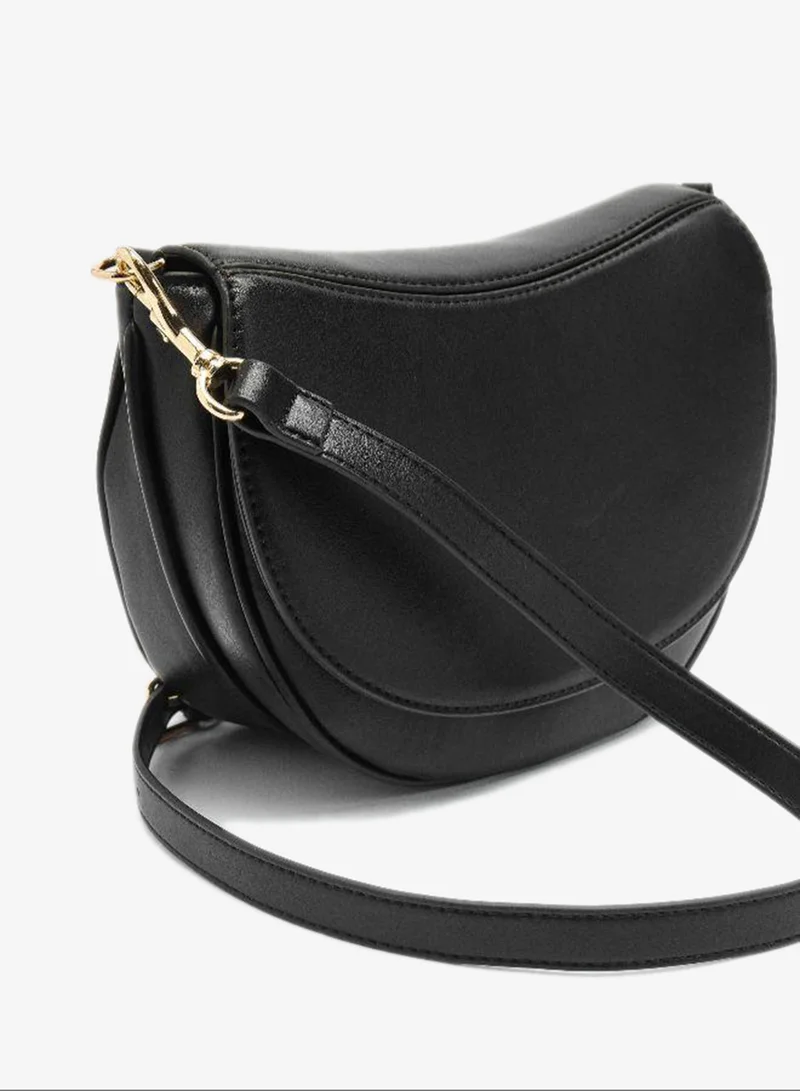 PARFOIS Black Oval crossbody bag with flap for Women | Best Price UAE