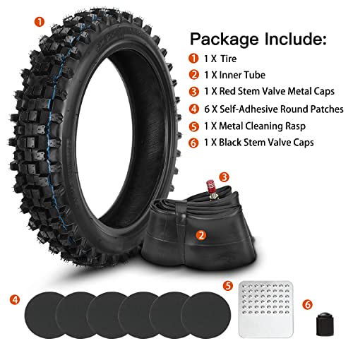 GREHUA إطار دراجة نارية GREHUA 3.00-12 80/100-12 أنبوب داخلي 12 بوصة خلفي لـ SSR 90cc 110cc 125cc PW80 CRF70 CRF110 XR70 KLX110 KX65 TTR90 TTR110 JR80 Baja DR70 Coolster QG-214 للطرق الوعرة موتوكروس ثقيل - Image 2