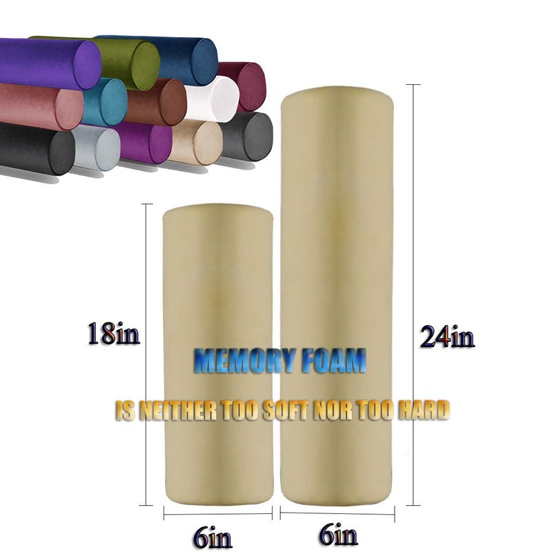 Tinbolunce Memory Foam Roll Pillow for Knee/Leg/Neck - Full Moon Bolster/Round Cylinder Pillow for Sleeping on Side or Back - Removable Cooling Cover Length 18" x 6" Diameter (Burgundy Wine) - Image 4
