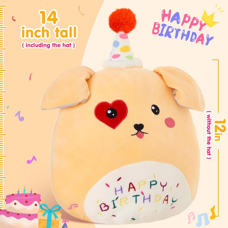 BSTAOFY Light up Music Happy Birthday Puppy Dog Soft Plush Pillow Birthday Stuffed Animal Dog Birthday Gift for Toddler Kids Girls  14'' - Image 5