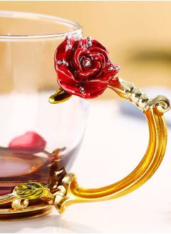 NIBEMINENT Exquisite enamel color carved designs glass cup with lid flower tea cup 350ml  - Image 5