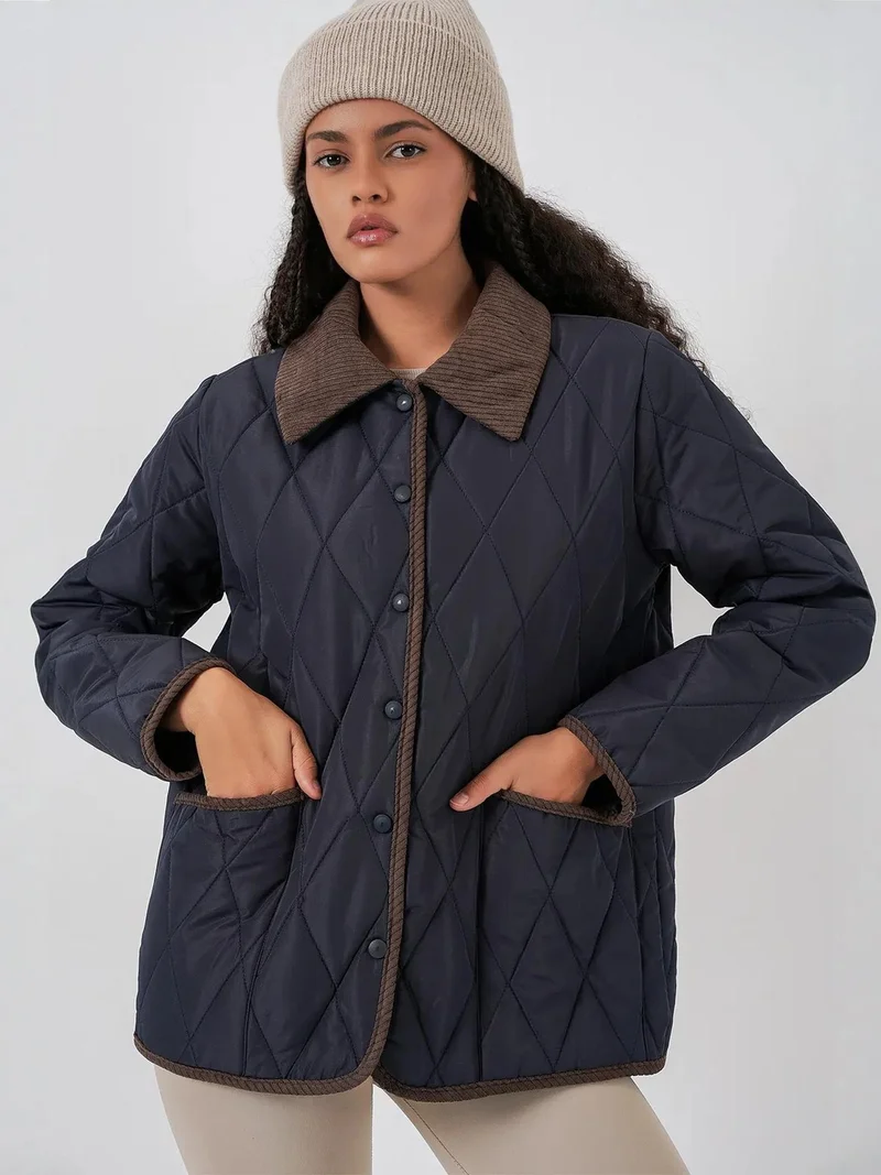 BIG DART BDART Textured Puffer Down Coat with Collar Detail