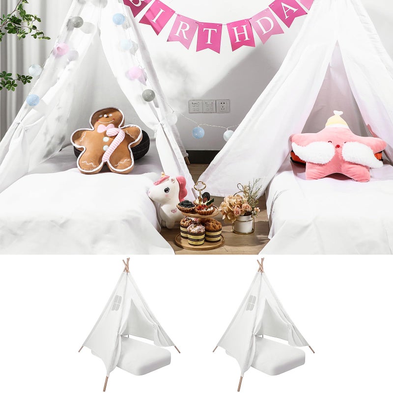 Syhood 2 Pack Inflatable Bed Teepee Tent Sets Include Portable Flocked Airbed Mattress Foldable Play Tents and White Flat Sheets for Indoor Outdoor Camping Birthday Gifts - Image 2