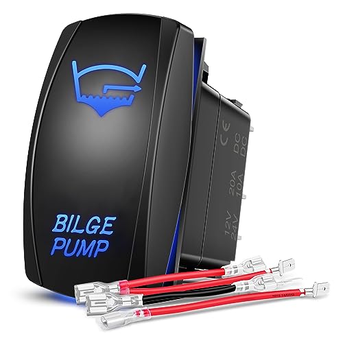 Nilight Bilge Pump Rocker Switch Led Light Bar 5 Pin Laser On Off SPST 20A/12V 10A/24V Blue for Marine Fishing Boat Yacht Caravan Vessel RV Camper - Image 1