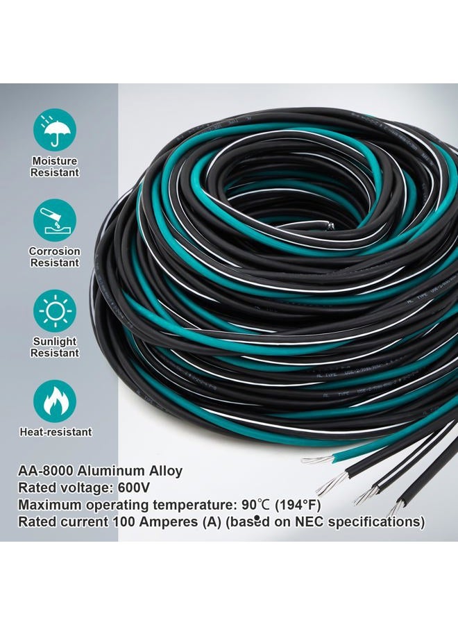 Relaxweex 100' 2-2-2-4 Aluminum Service Entrance Cable 600V Aluminum Direct Burial Underground Wire for Mobile Homes - Image 4