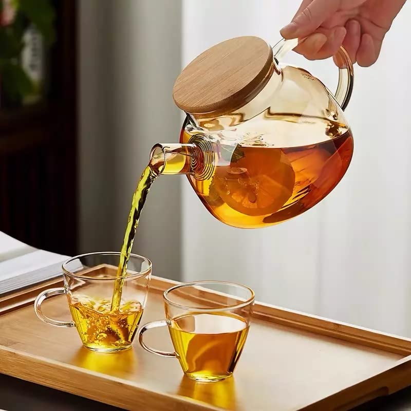 ZROY ENTERPRISE 1L Borosilicate Glass Transparent Teapot | Stovetop Kettle with Bamboo Lid and Removable Filter Spout | Perfect for Tea and Coffee (ZROY - 08) - Image 4