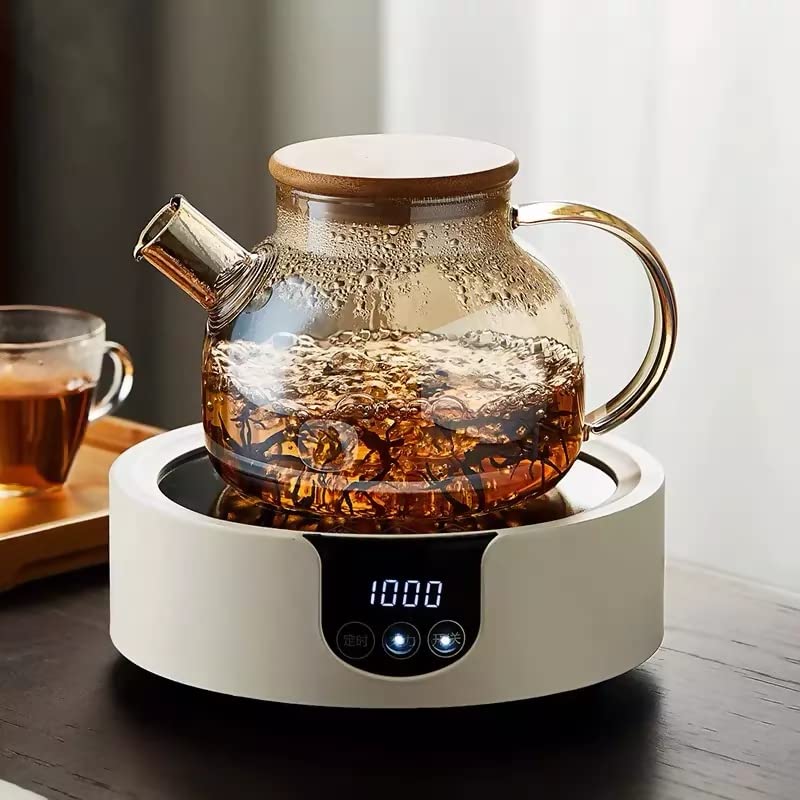 ZROY ENTERPRISE 1L Borosilicate Glass Transparent Teapot | Stovetop Kettle with Bamboo Lid and Removable Filter Spout | Perfect for Tea and Coffee (ZROY - 08) - Image 5