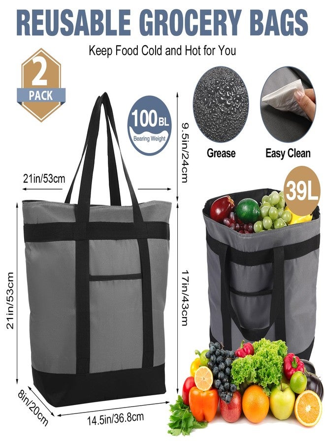 Pickmesh 2 Pcs Large Insulated Cooler Bag with Thermal Foam Insulated Grocery Bags for Shopping Food Delivery Travel Beach and Picnic - Image 2