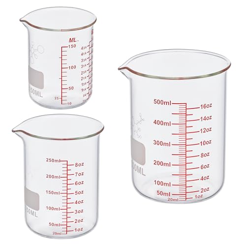 Ackers BORO3.3 3 Piece High Borosilicate Glasss Liquid Measuring Cups, Includes 150ml(5OZ),250ml(8OZ),and 500ml(16OZ), Dishwasher, Freezer, Microwave, and Preheated Oven Safe, Essential Kitchen Tools - Image 1