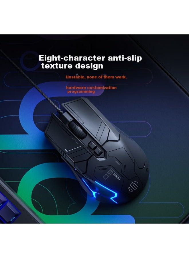 Inphic Pg9 Wired Gaming Mouse Esports Macro Right-handed Universal Rgb Chicken/lol/csgo Desktop Laptop Universal 12800dpi Black - Image 4