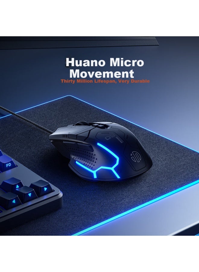 Inphic Pg9 Wired Gaming Mouse Esports Macro Right-handed Universal Rgb Chicken/lol/csgo Desktop Laptop Universal 12800dpi Black - Image 5