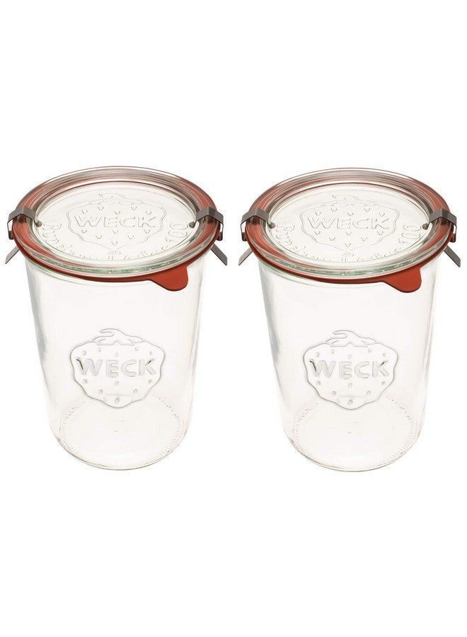 Weck Canning Jars 743 - Weck Mold Jars made of Transparent Glass - Eco-Friendly Canning Jar - Storage for Food with Air Tight Seal and Lid - 3/4 Liter Tall Jars Set - Set of 2 Jars - Image 1