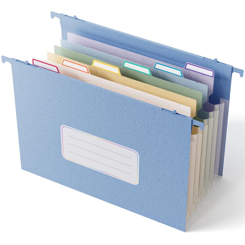 EcoStash Wheat Straw Expanding Hanging File Folders, File Organizer, 1.2" Accordion Pockets, Large Capacity, Letter Size for Filing Cabinet, 100% BPA Free, Return to Nature, Healthy Living-UN Blue - Image 1