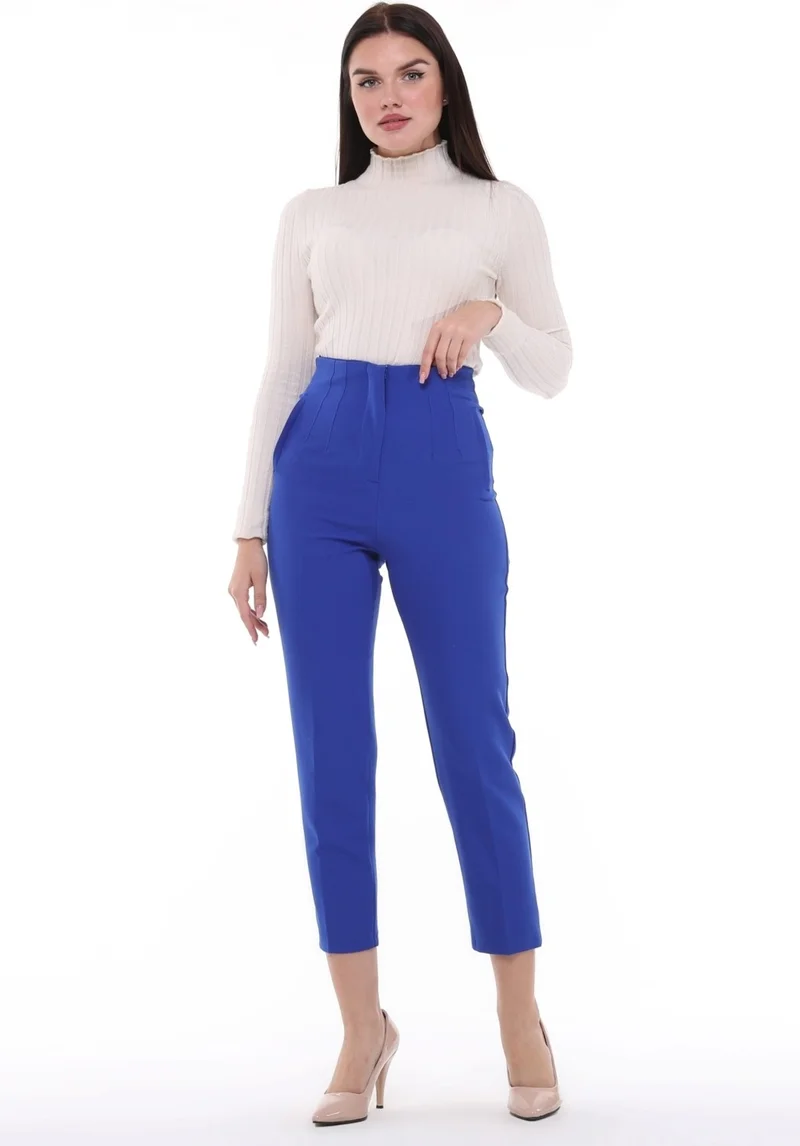 Cedy Denim Women's Darted, High Waist, Ankle Length, Woven Trousers, C3006