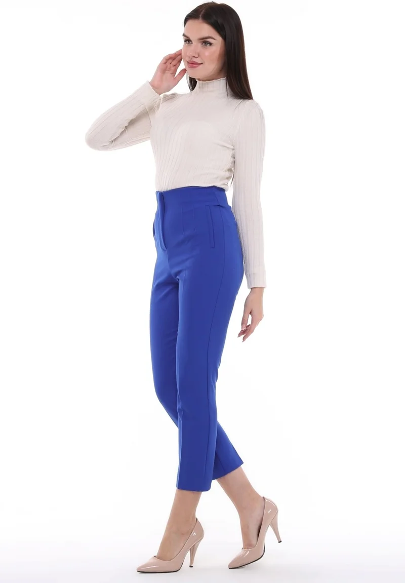 Cedy Denim Women's Darted, High Waist, Ankle Length, Woven Trousers, C3006