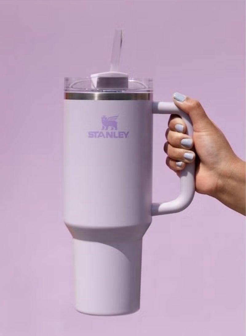 Stanley Cup H2.0 Stainless Steel with Lid and Straw for Water, Iced Tea, Coffee & Smoothies, Purple, 40oz Complimentary dustproof straw cap - Image 2
