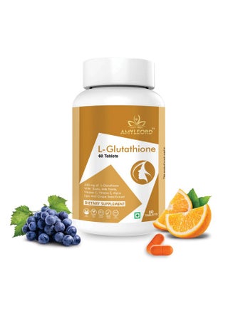 AMYLEORD Amyleord L - Glutathione Tablets 1000mg with Vitamin C & E, Biotin, Milk Thistle, Grape Seed Extract for Help to Skin Glow and Hydration - 60 Tablets (Golden White)