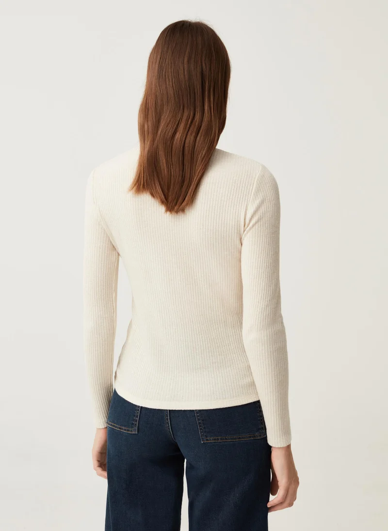 او في اس Ovs Womens Ribbed Turtleneck With Lurex