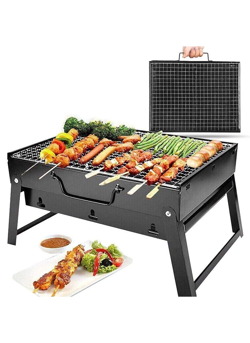 DIVHUK DIVHUK Folding Portable Barbeque Grill Toaster Charcoal BBQ Grill Home Barbecue Charcoal Grill BBQ Tandoori Chicken Stand for Indoor and Outdoor Garden Traveling Cooking use with 12 Pcs Barbecue Skewers and Air Blower Fan BBQ Combo  - Image 3