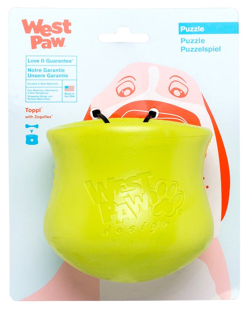 WEST PAW Zogoflex Toppl Interactive Treat Dispensing Dog Puzzle Play Toy, 100% Guaranteed Tough, It Floats!, Made in USA, Large, Granny Smith - Image 1