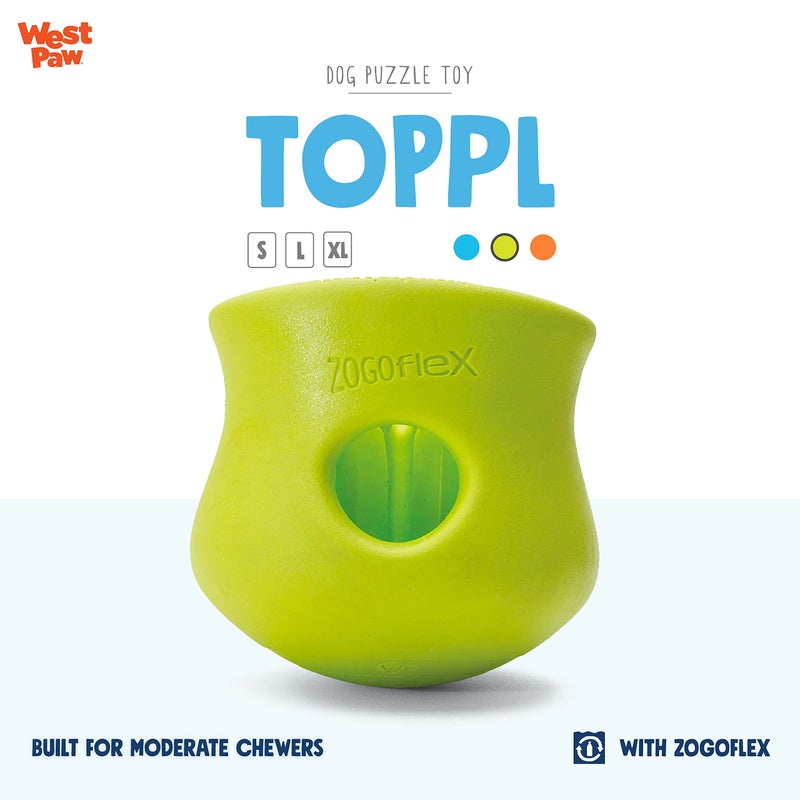 WEST PAW Zogoflex Toppl Interactive Treat Dispensing Dog Puzzle Play Toy, 100% Guaranteed Tough, It Floats!, Made in USA, Large, Granny Smith - Image 2