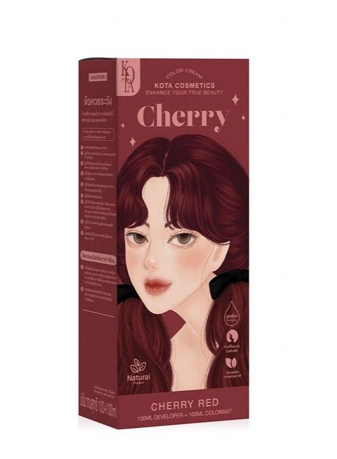 Kota Cosmetics Cherry Red Hair Colour Cream, Natural Hair Dye – 100ml Developer + 100ml Colour - Image 1