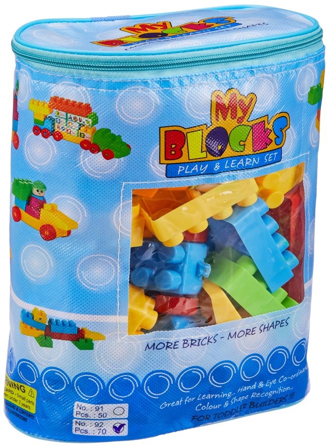 Wizplex WizToy DIY Plastic Building Blocks for Kids| Puzzle Games for Kids| Toys for Children for Educational & Learning for Girls & Boys (70 Blocks Set) - Image 1