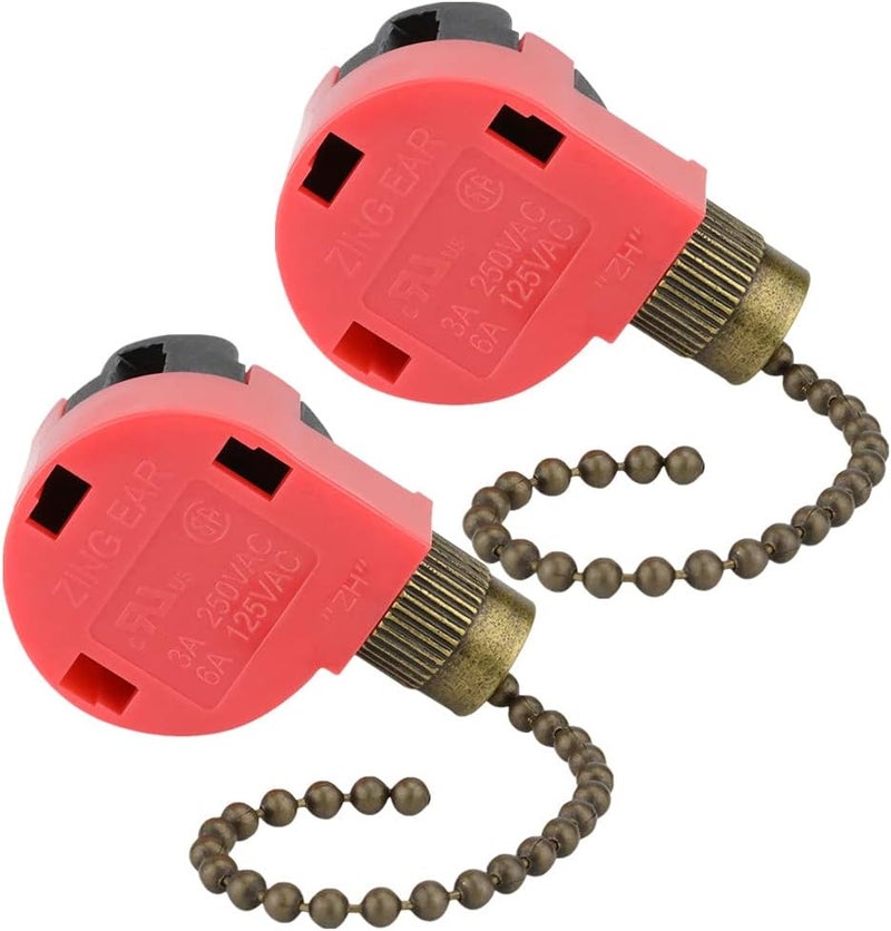 DAYONE ZE-268S1 Ceiling Fan Switch Zing Ear 3 Speed 4 Wire Pull Chain Control Replacement for Fans, Wall Lamps, Cabinet Light, Antique 2PCS - Image 1