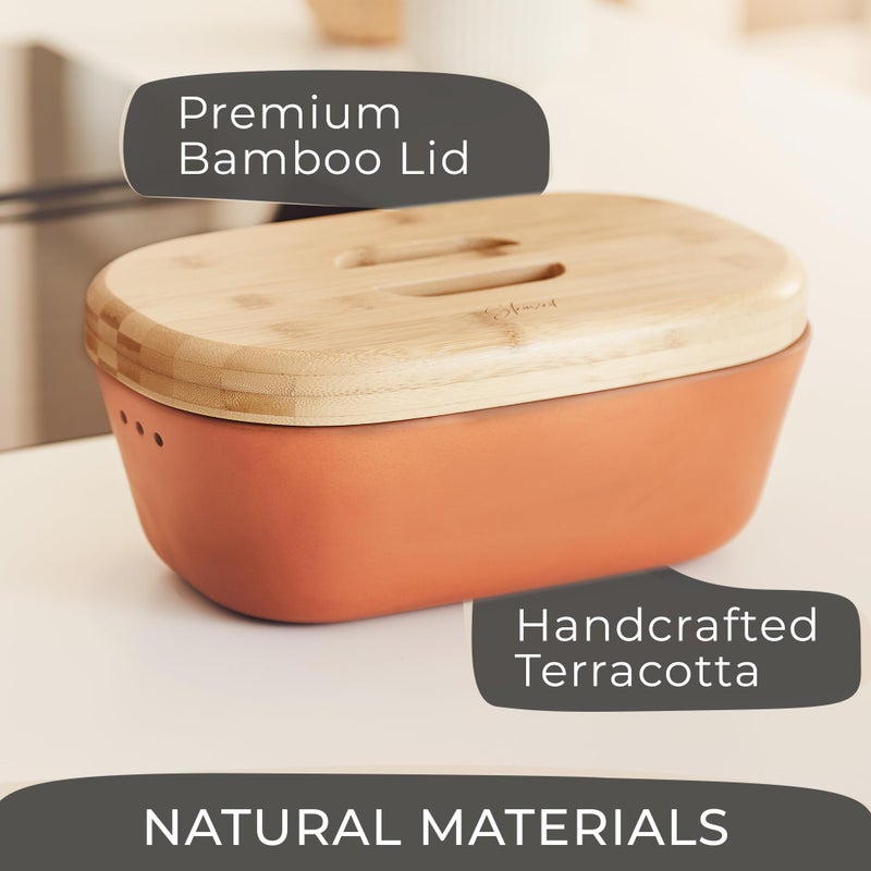Steinzeit Bread Box Made from Breathable Terracotta (9.8x5.1x3.9 inches) - Keeps Bread Fresh Longer - Bread Box for Kitchen Countertop - Bread Storage for Homemade Sourdough Bread - Image 3