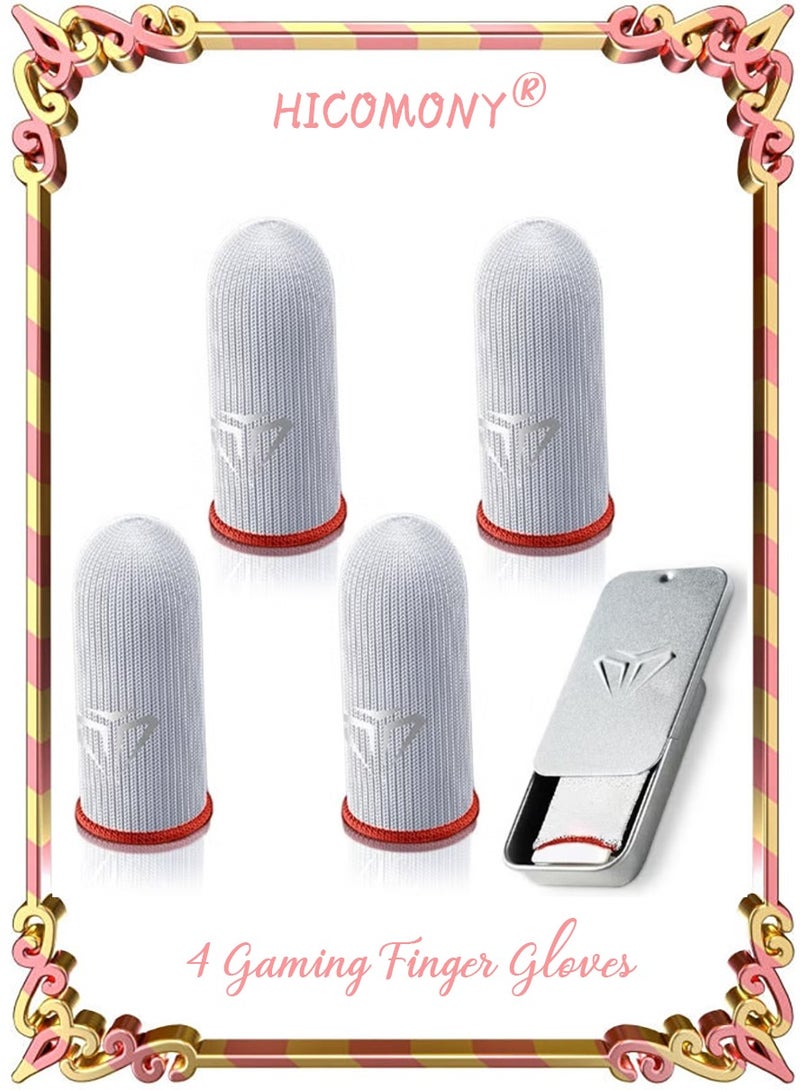 4-Pieces Gaming Finger Gloves Paired With A Metal Storage Box，100% Visible Silver Fibers,Just Right Pressure/Breathable/Sweatproof - Image 1