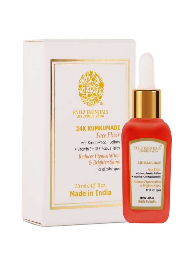 RYLLZ ESSENTIALS 24K Kumkumadi Elixir | Kumkumadi Tailam with 24K Gold, Red Sandalwood, Saffron & 28 Precious Herbs | for Dull Skin, Wrinkle, Dark Spots & Pigmentation | 30ML - Image 1