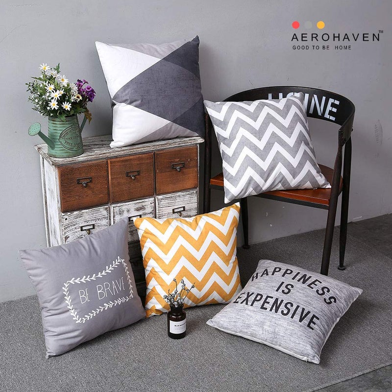 AEROHAVEN Set of 5 Satin Designer Decorative Throw Pillow/Cushion Covers - CC66 - (16 inch x 16 inch, Multicolour) - Image 5