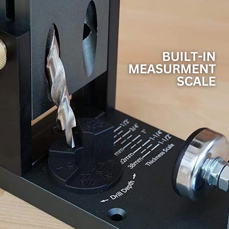 Massca Pocket Hole Jig Kit M1 - Adjustable & Easy to Use Pocket Screw Jig - Heavy Duty Drill Jig for Angled Holes with Drill Bit, Pocket Self Tapping Screws &Driver Bit, - Image 3