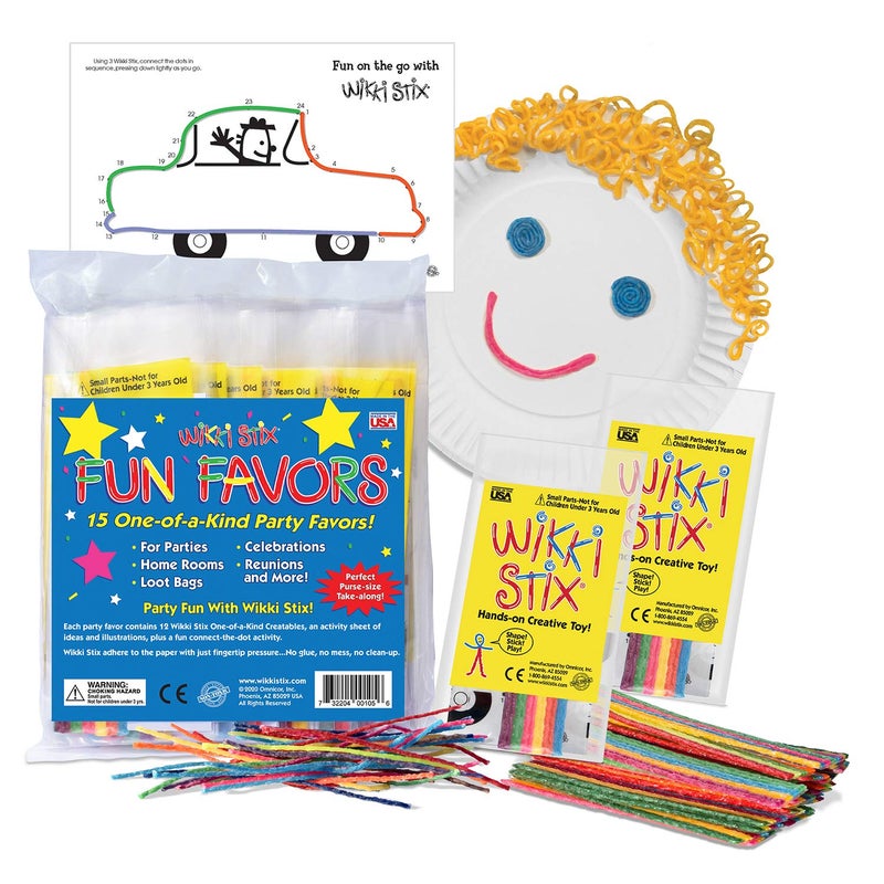 WikkiStix Party Favor Pak â€“ Made in USA | 15 Mini Play Paks, Each with 12 Neon Wikki Stix | Fun Party Favors for Kids, Classroom Handouts, Birthday Goodie Bags & Travel Toys - Image 1