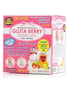 Gluta Gluta Berry 200000 mg Fast Action Whitening Supplement – High Glutathione & Collagen, 10 Sachets for Radiant Skin 